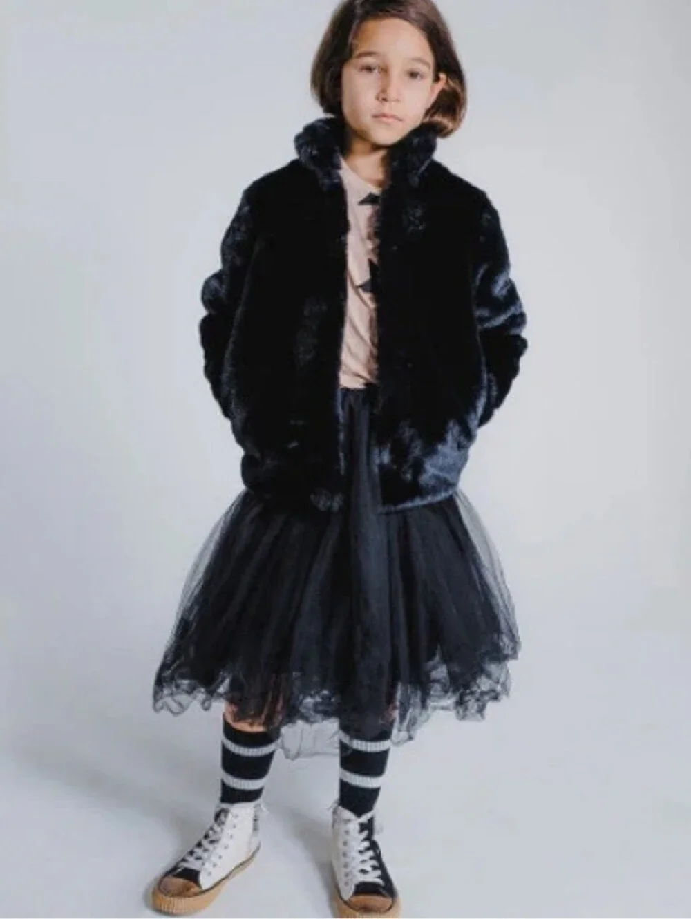 Gap Kids Faux Fur Jacket - Noir black